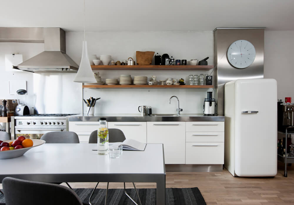 Mid-Century Inspired White Kitchen