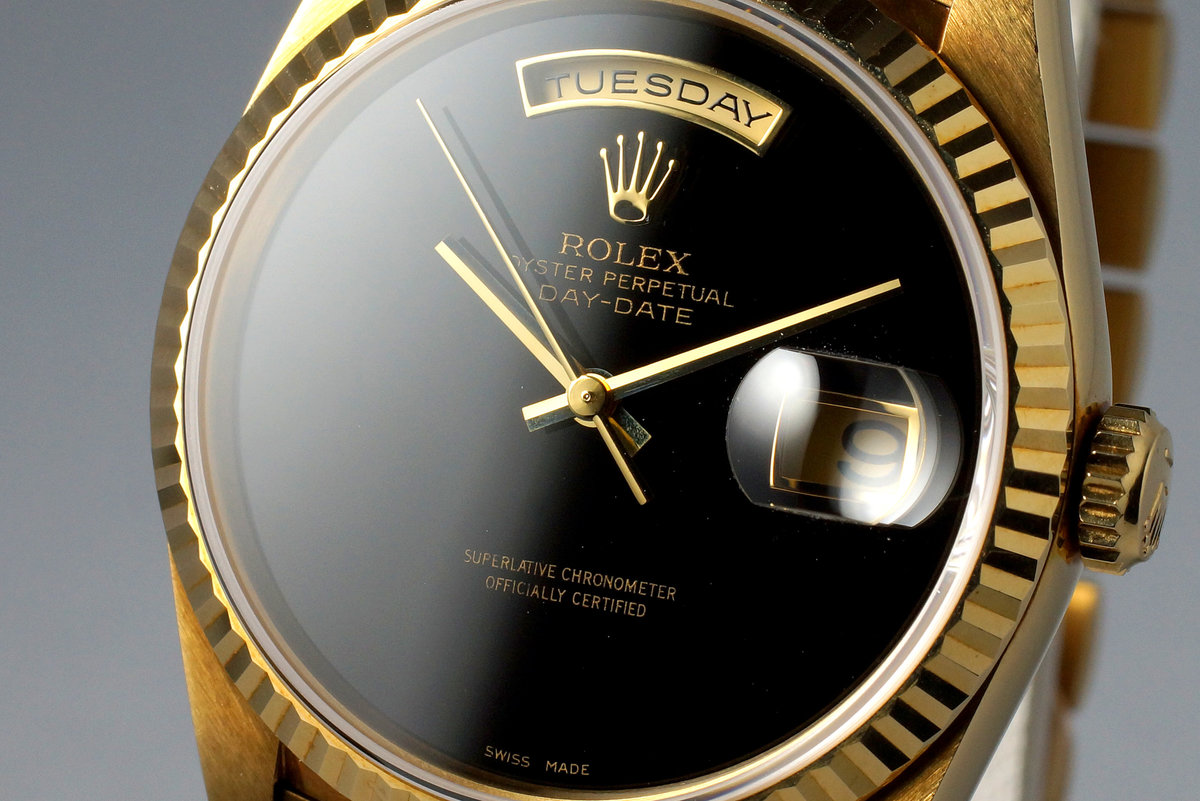 FS: 1995 Rolex YG Day-Date Ref: 18238 Onyx Dial with Box and Papers - Rolex  Forums - Rolex Watch Forum