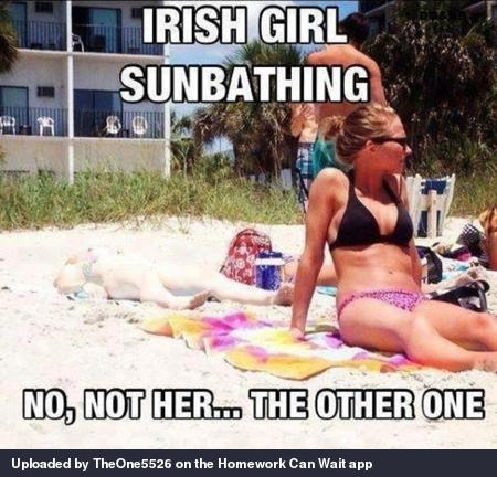 Irish girl sunbathing 