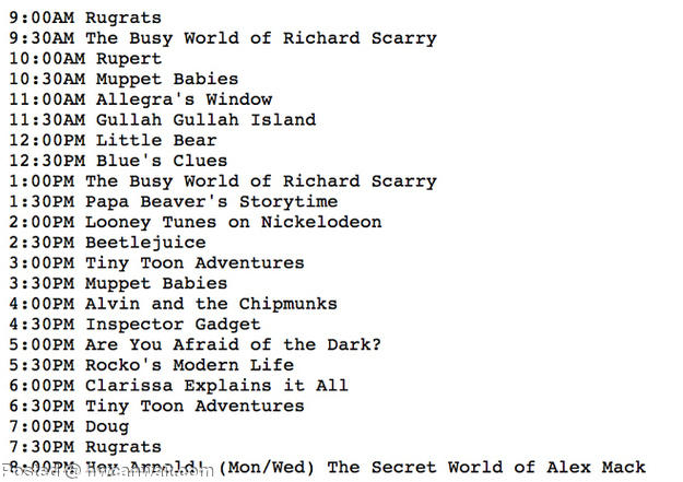Nickelodeon's Schedule 15 years ago..