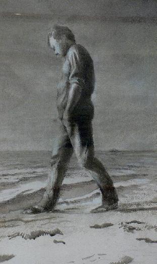 Kevin_mortensen_1994_man_walking__watercolour_on_paper_74x51cm