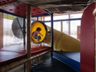 Sarah prepares to go down the slide at the Watervliet McDonald’s.