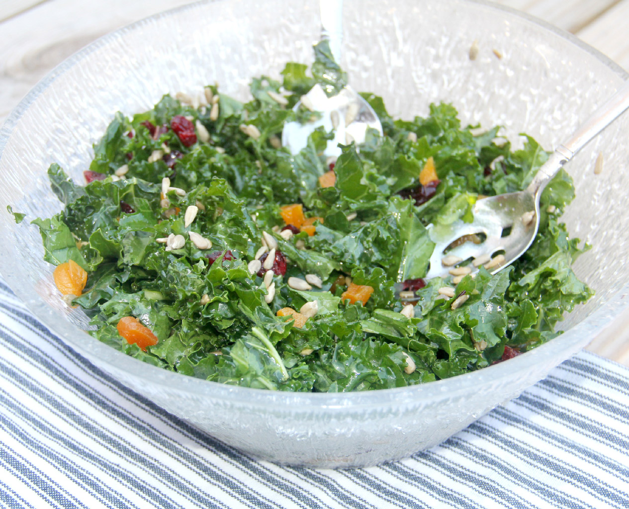 Easy Kale Salad with Mango Chutney Dressing is simple, elegant, healthy, and delicious!