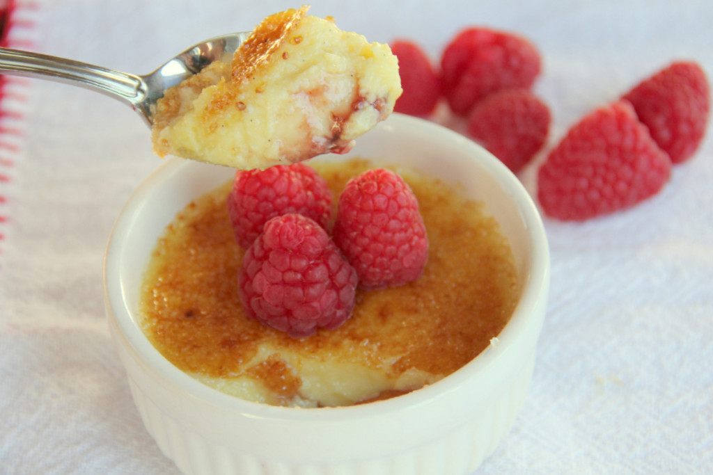 White Chocolate Creme Brulee with Raspberry