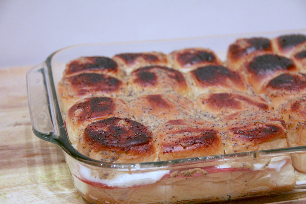 dish of baked Italian sliders