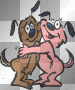 dogs are hugging