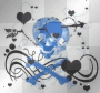 Skull & corss bones with hearts