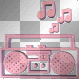 pink animated boom box