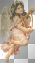 peach robed glitter Angel with lute