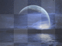 Moon over water background
