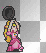 peach with frying pan