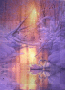 Paysage rose et violet avec cygne