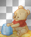 Pooh bear in the sand