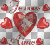 je vous aime avec coeurs rouges