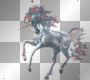 Licorne bleutée et rouge