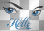 yeux, hello, bleu scintillant