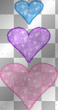 3 Pastel Glittery Hearts