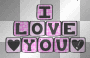 "I Love You" Glittery Pink & Black Blocks