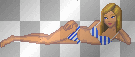 blue & white striped bikini doll