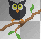tiny black owl branch animated