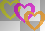 3 flashing colorful hearts