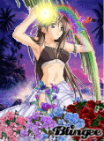 anime girl beach flowers beauty