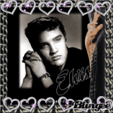 Elvis with moving silver hearts