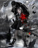 girl alone in rain