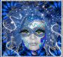 Blue Mask with Feathers