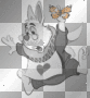 black white rabbit with butterfly black white rabbit with butterfly