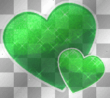 Double Green Glitter Heart