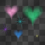 flashing colours of hearts and stars