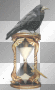 hourglass and crow