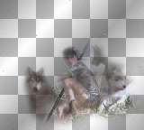 Woman and wolves