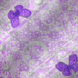 Covered By Swirls With Butterflies Corners Background~Purple
