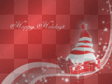 Red happy holidays tree