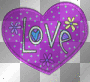 " Love " heart & spinning flowers ' animated glitter