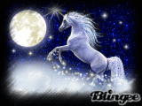 unicorn in moonlite sky
