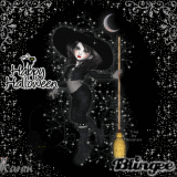 black glitter witch and her cat