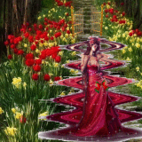 Queen of tulips and garden
