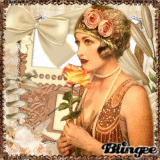 Beautiful Vintage Lady With Rose  