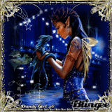 Blue Elf Fairy With Baby Dragon - PDB