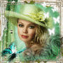 Woman in green hat