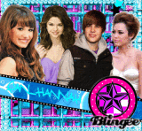 Demi- Selly - Justin - Miley [Blue][Pink] [Original Blingee by andiibieber123][to fan_hannah]