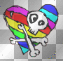 colorful heart with skull colorful heart with skull