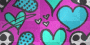 Background cute emo pink blue black withe heart 