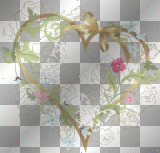 gold heart bow flowers leaf blue