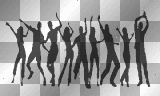 Silhouettes disco dance music