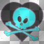 emo skull black and aquamarine