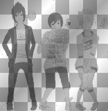 Sasuke Sai Naruto - Smile, please! black and white (by vampirgirlie96)